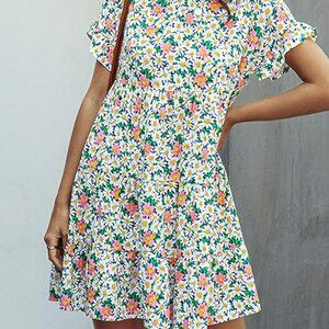 Women's daisy floral summer flowy dress